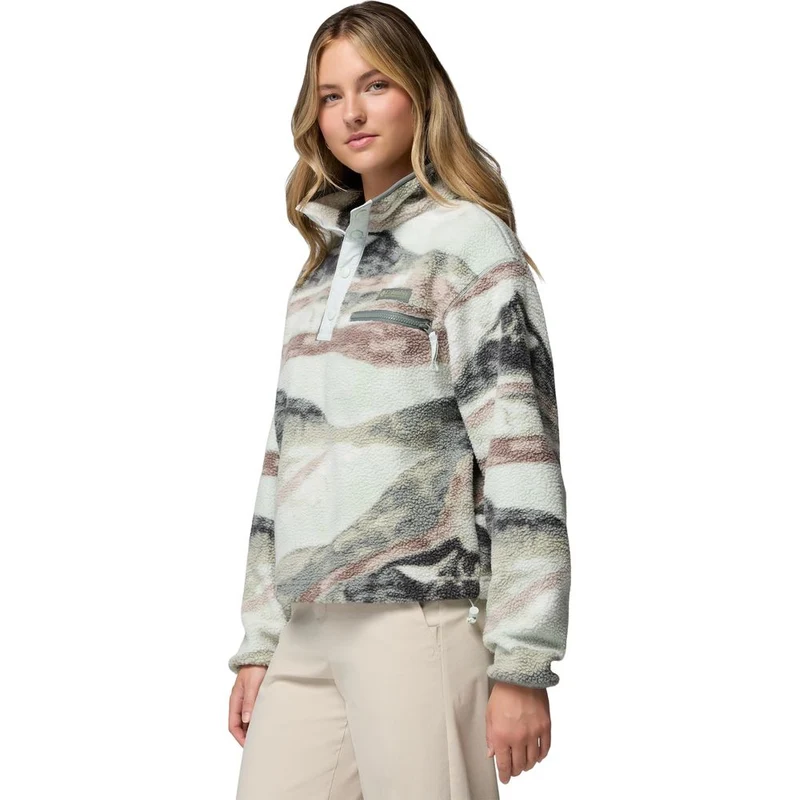 Columbia Helvetia™ II Printed Cropped Half Snap Damen Fleecepullover sedona-sage,-su