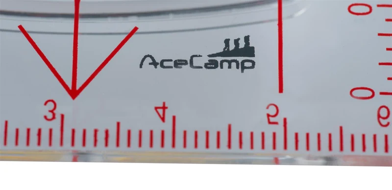 AceCamp fluoreszierender Kartenkompass mit Bodenplatte