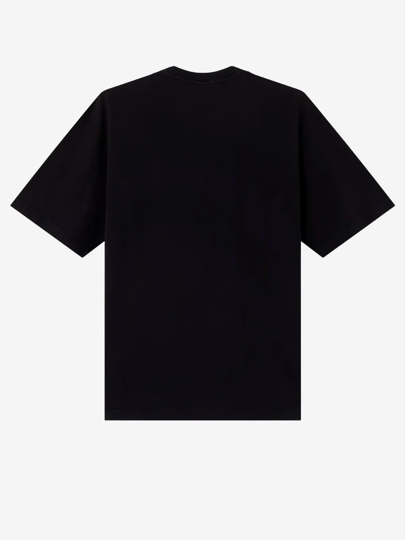 T-shirt nera in jersey con logo stampato sulla tasca