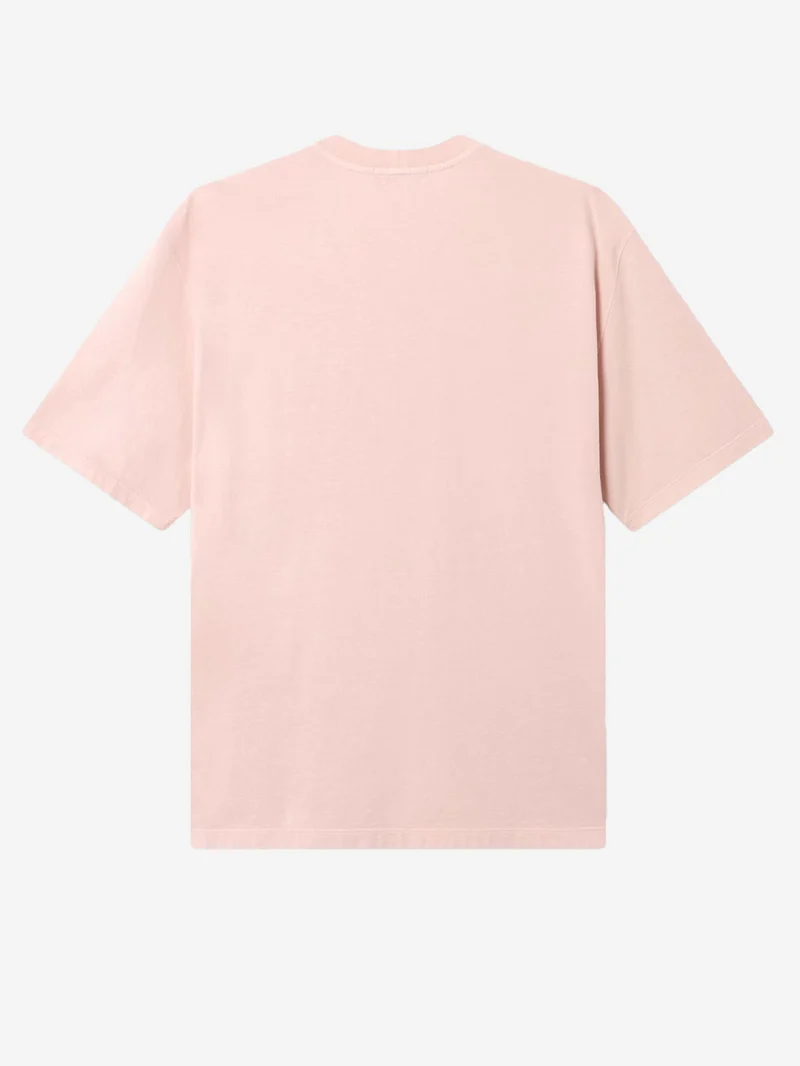 T-shirt in jersey rosa antico con logo stampato sulla tasca