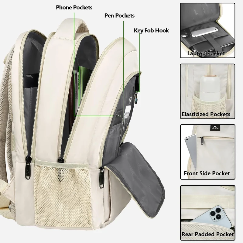 Beige Mlassic Laptop Backpack