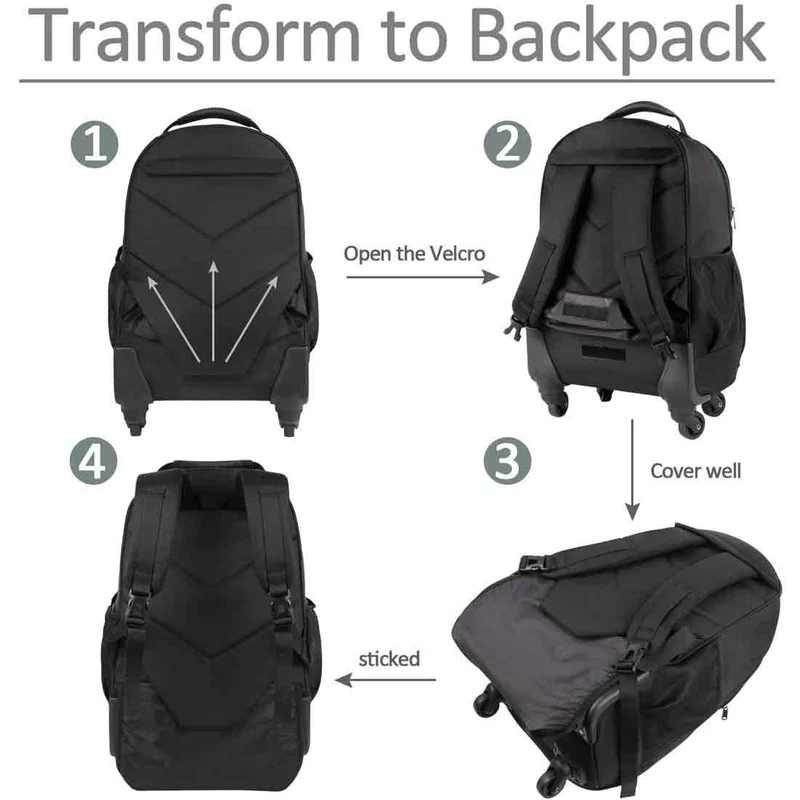 Business Luggage Rolling Backpack
