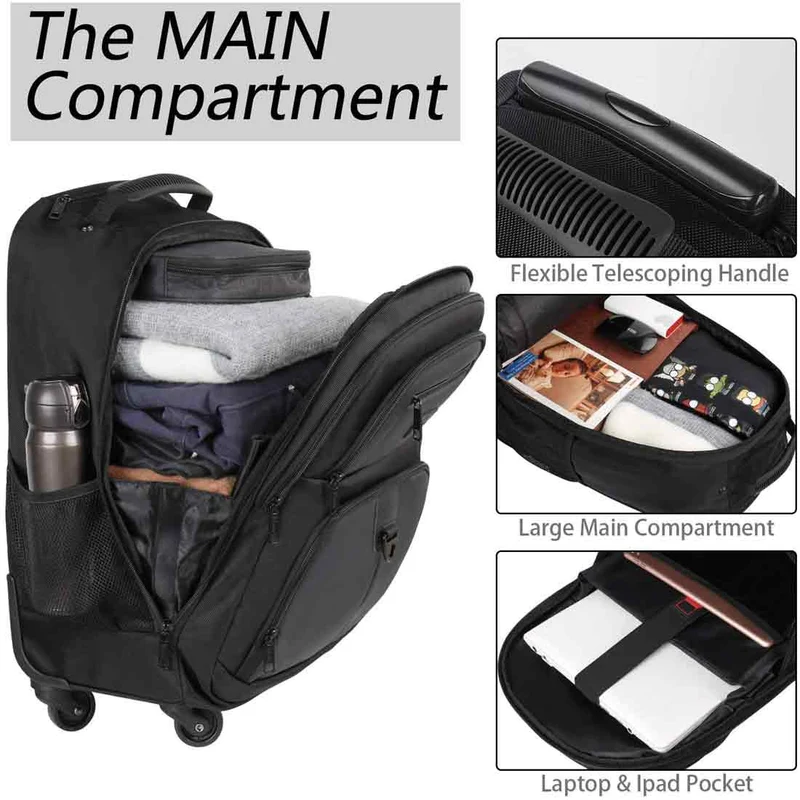 Business Luggage Rolling Backpack