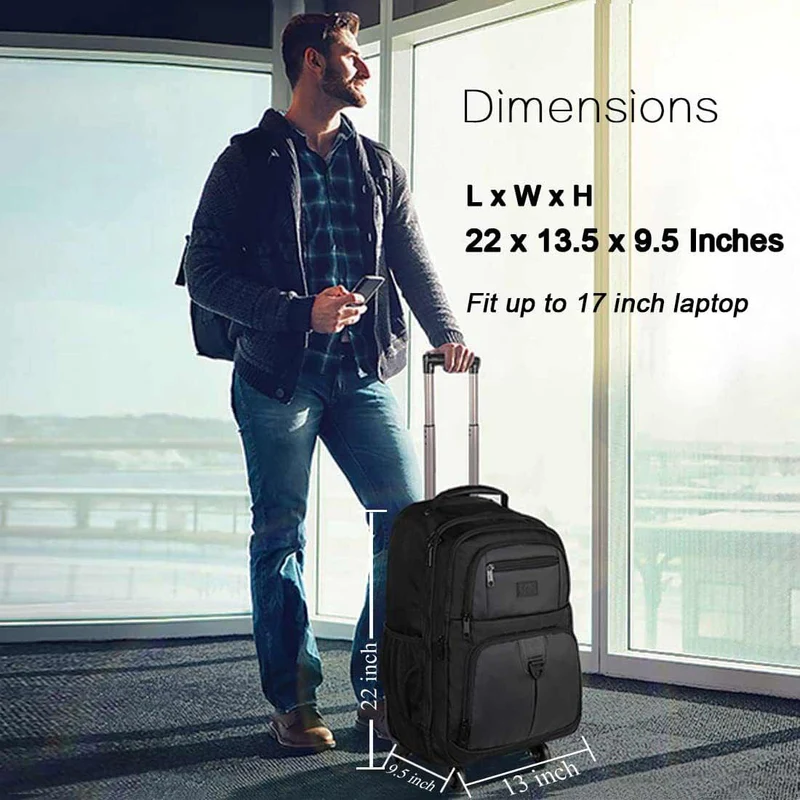 Business Luggage Rolling Backpack