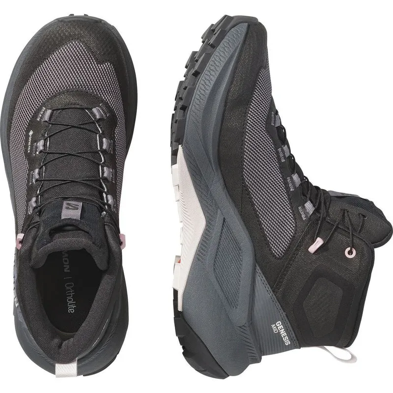 Salomon Shoes Genesis Mid GTX W Damen Wanderschuh black/dawn pink/lilac ash