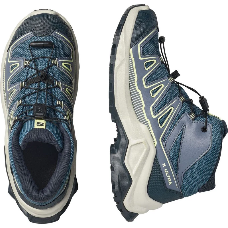 Salomon Shoes X Ultra Mid GTX J Kinder Wanderschuh Grisaille/Spellbound/Butterfly
