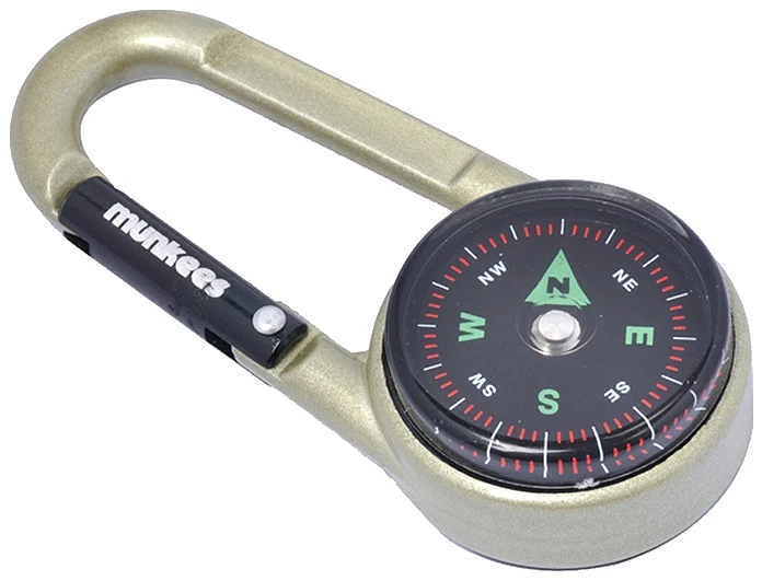munkees Kompass-Karabiner mit Thermometer