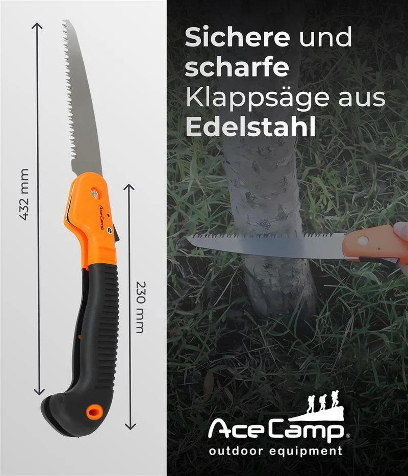 AceCamp Faltbare Klappsäge – kompakt & vielseitig einsetzbar