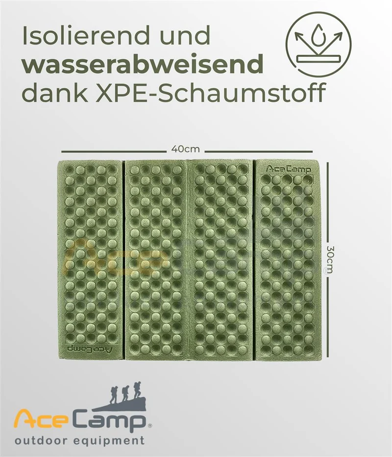 AceCamp faltbares Thermositzkissen 40x30 cm – Grün