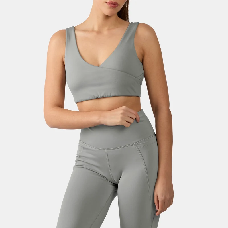 Lux Peached V-Neck Sports Bra