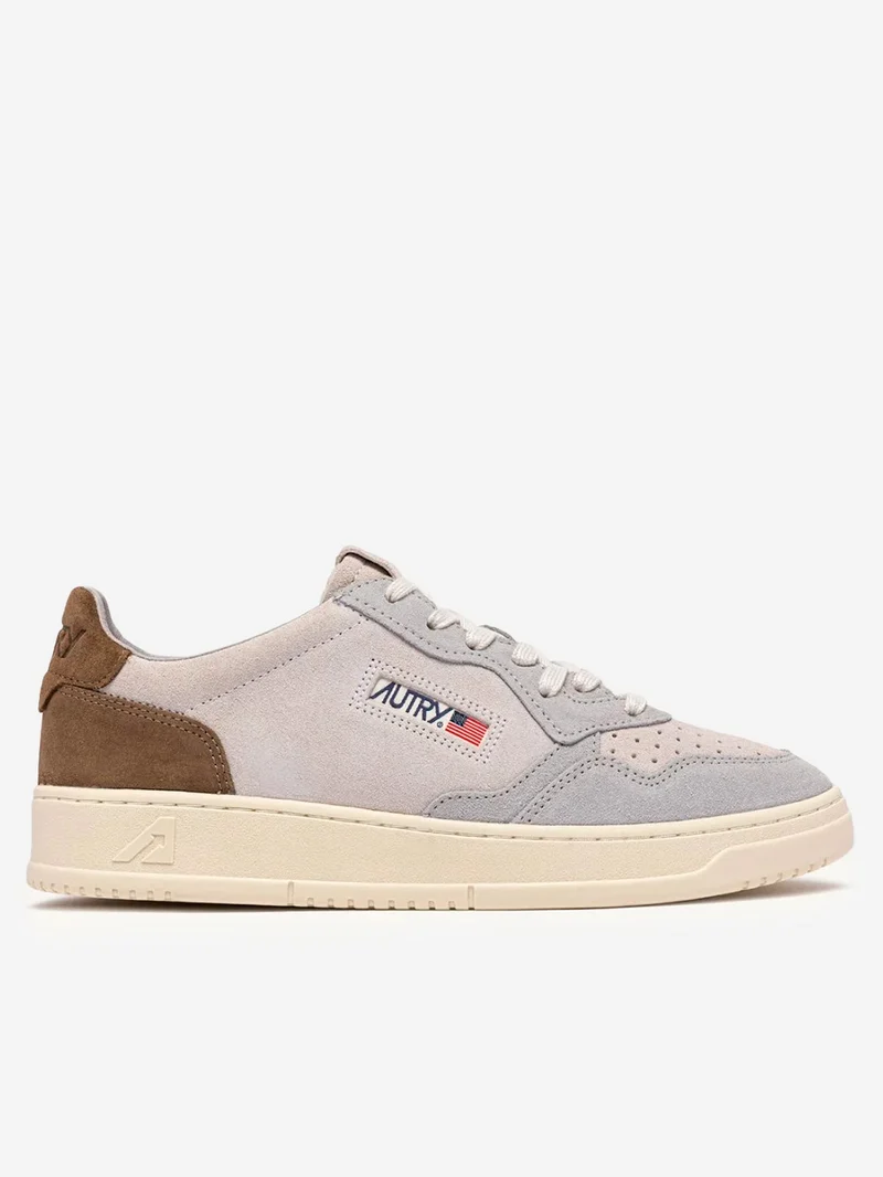 M Medalist Low in suede tricolore bianco, grigio e marrone