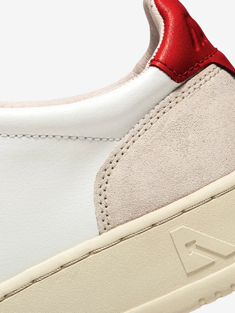 M Medalist Low in pelle bianca e rossa e suede beige