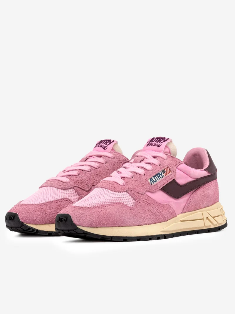 W Reelwind Low in nylon e suede rosa con bordeaux