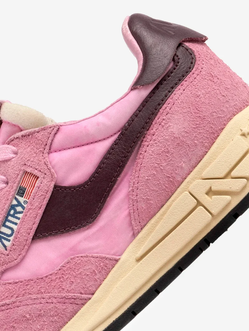 W Reelwind Low in nylon e suede rosa con bordeaux