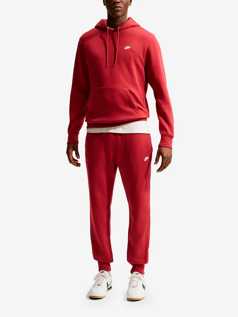 Felpa pullover rossa con cappuccio e swoosh