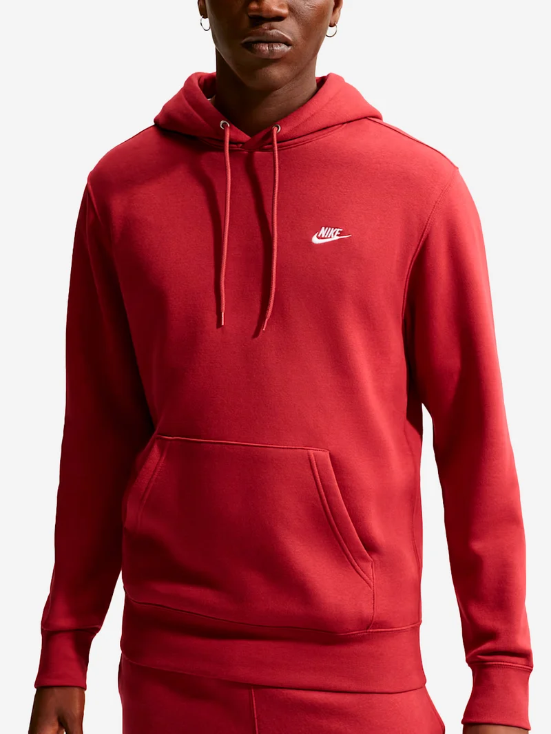 Felpa pullover rossa con cappuccio e swoosh