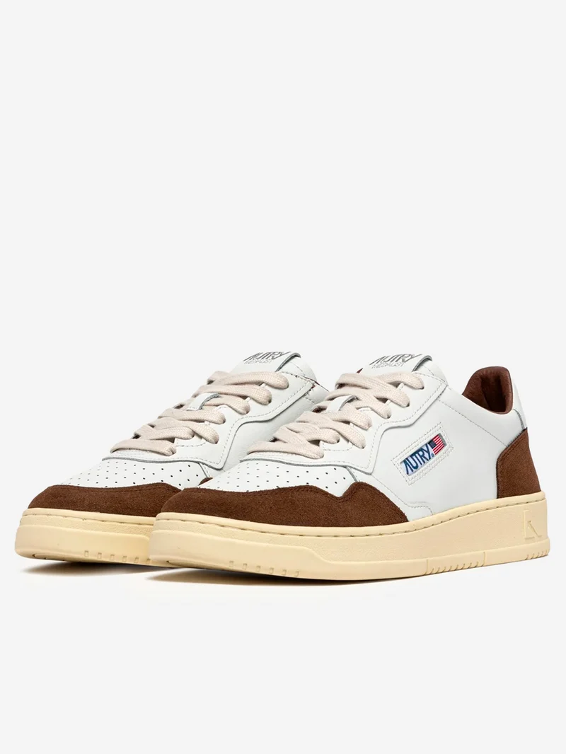 M Medalist Low in pelle bianca e suede marrone