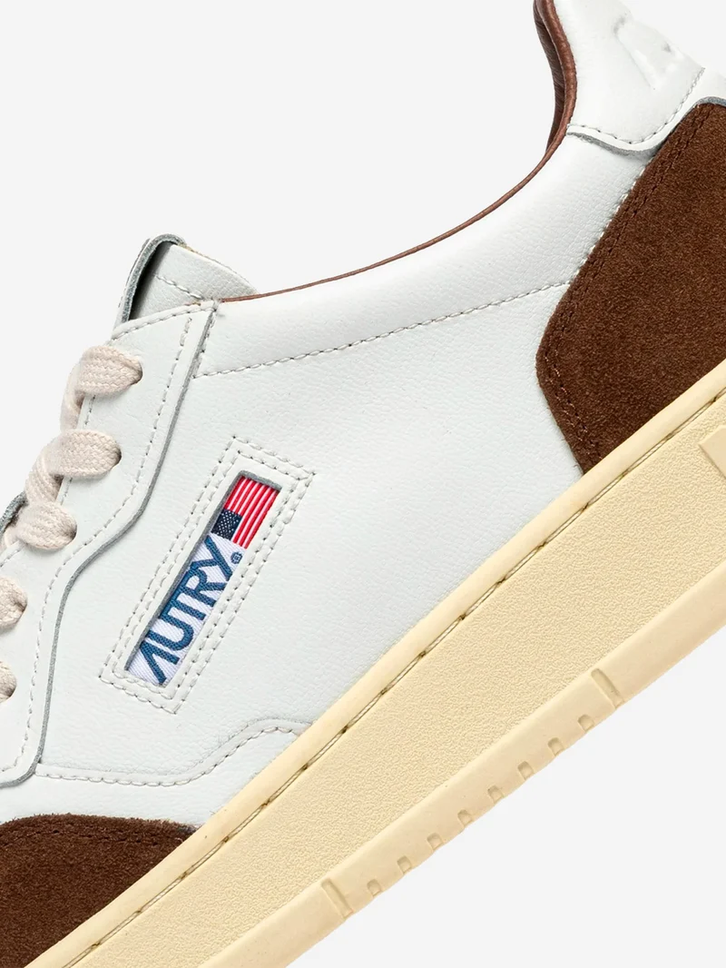 M Medalist Low in pelle bianca e suede marrone