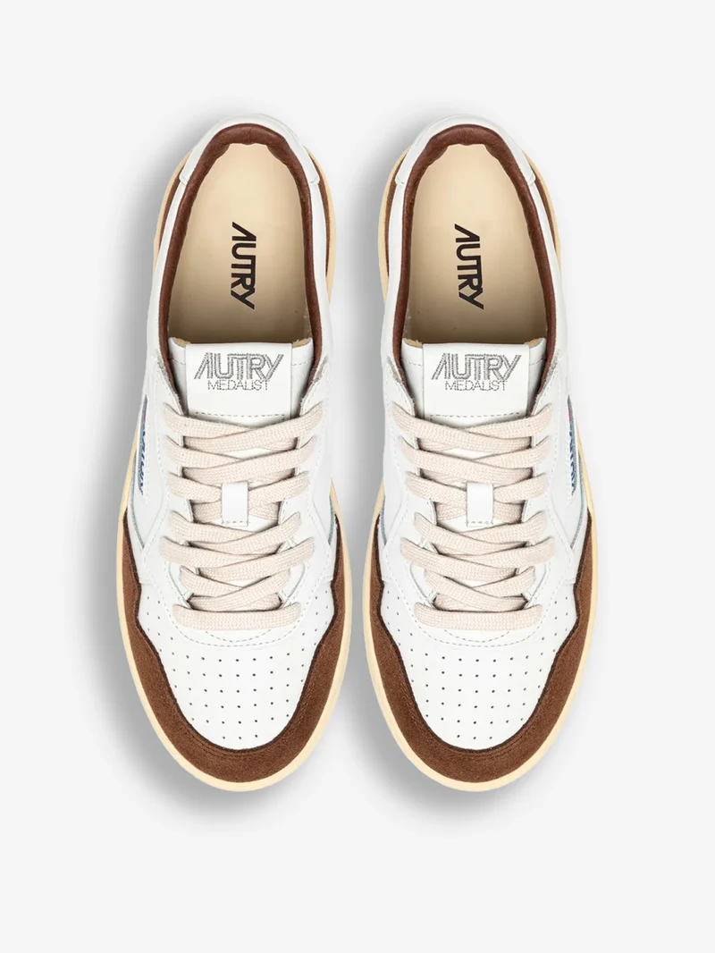 M Medalist Low in pelle bianca e suede marrone
