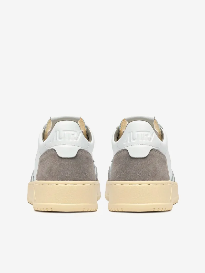 M Medalist Low in pelle bianca e suede grigio