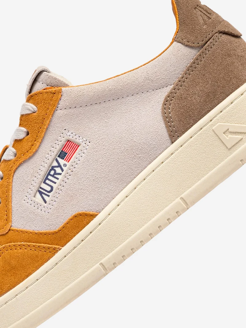 M Medalist Low Tricolor in suede bianco e marrone