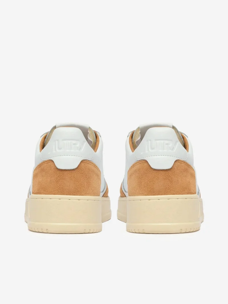 M Medalist Low in pelle bianca e suede rame
