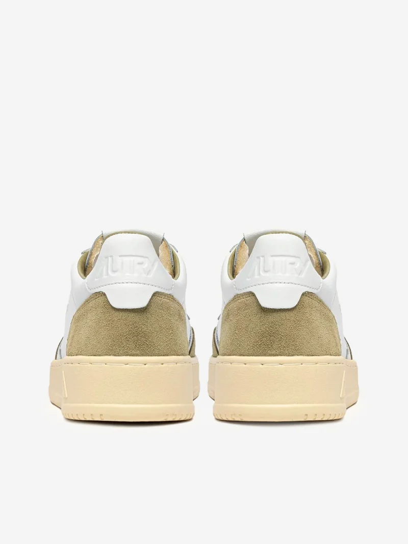 M Medalist Low in pelle bianca e suede verde