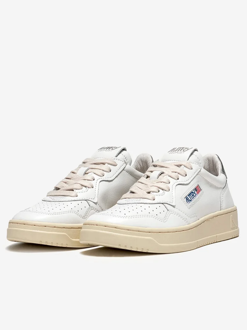 W Medalist Low in pelle bianca e argento metallizzato