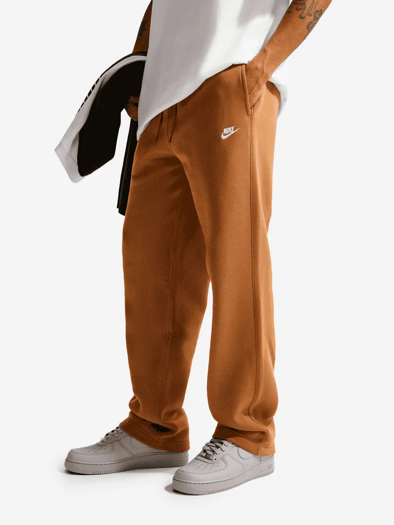 Pantaloni marroni in fleece con orlo aperto
