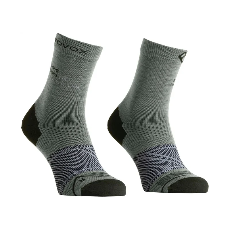 Ortovox Alpine Light Comp Mid Socks Grey, leichte Merino-Kompressionssocken für Bergsport