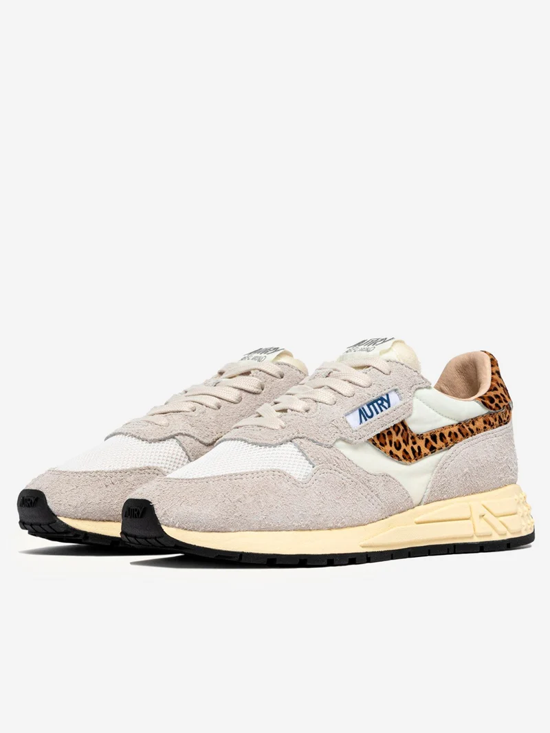 W Reelwind Low in nylon e suede bianco con leopard