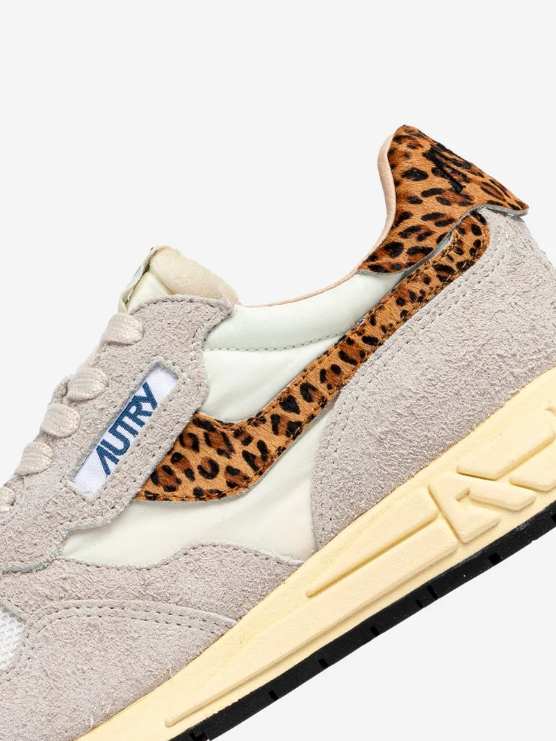 W Reelwind Low in nylon e suede bianco con leopard