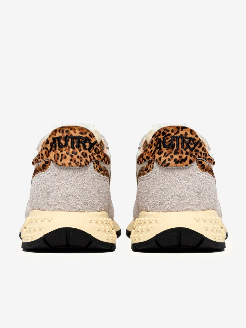 W Reelwind Low in nylon e suede bianco con leopard