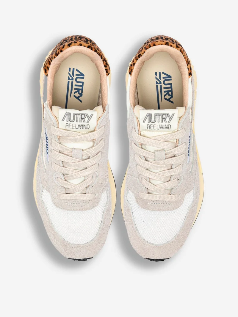 W Reelwind Low in nylon e suede bianco con leopard