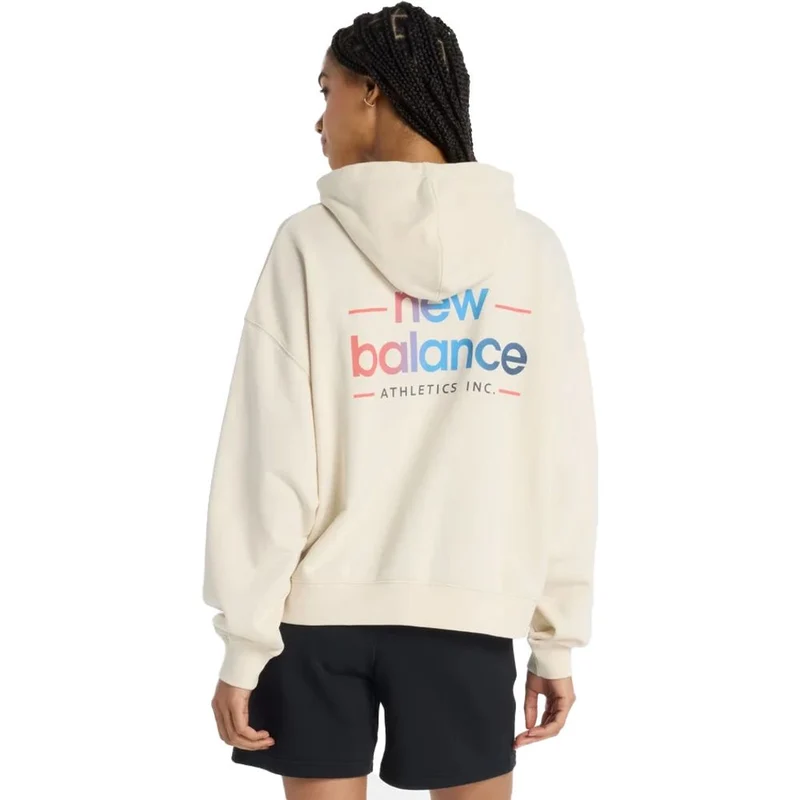 New Balance Multi Color Logo Damen Hoodie linen