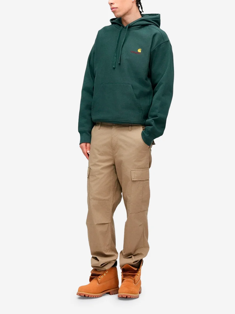 Felpa con cappuccio American Script verde