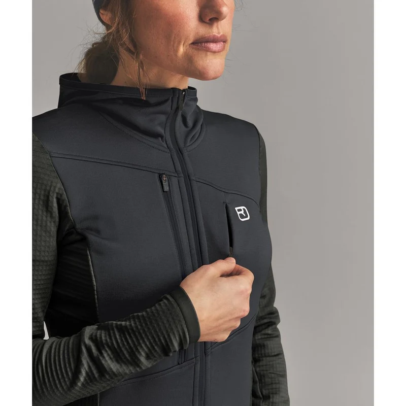 Ortovox Fleece Grid Hoody Damen Fleecejacke black-raven