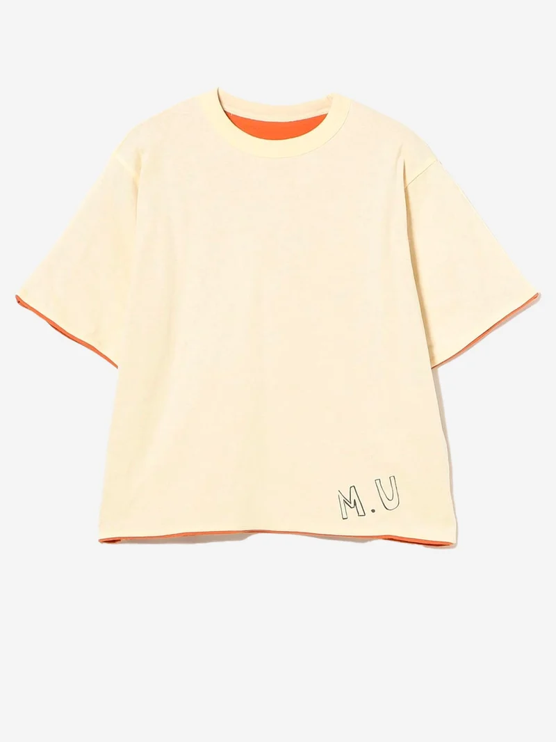 T-shirt reversibile gialla e arancione con grafica