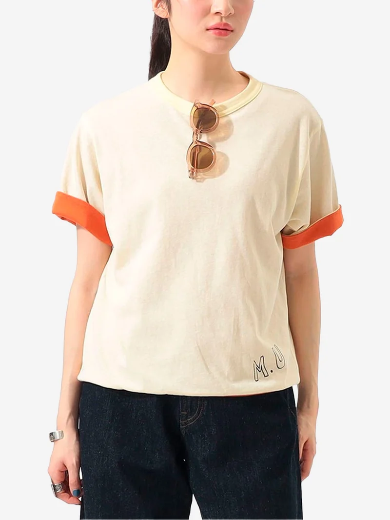 T-shirt reversibile gialla e arancione con grafica