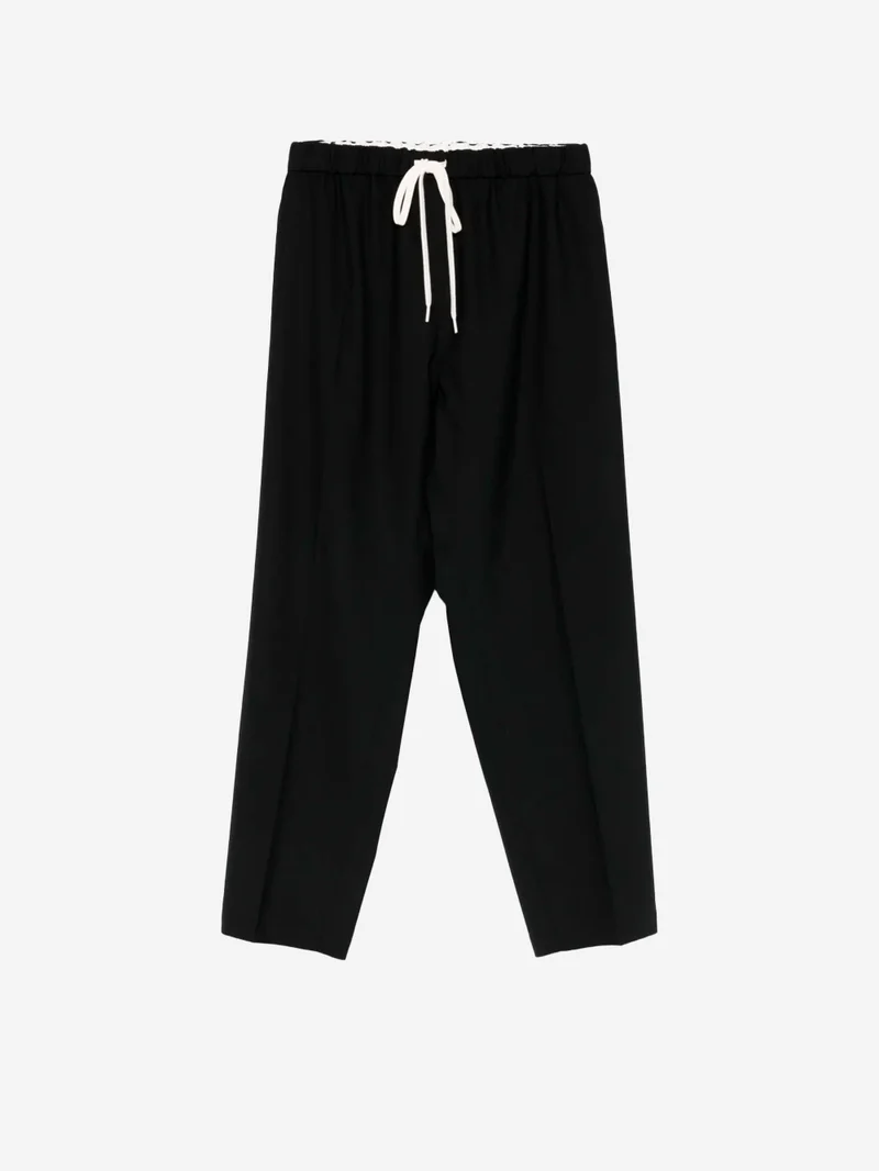 Pantaloni sartoriali a gamba larga in misto lana con coulisse