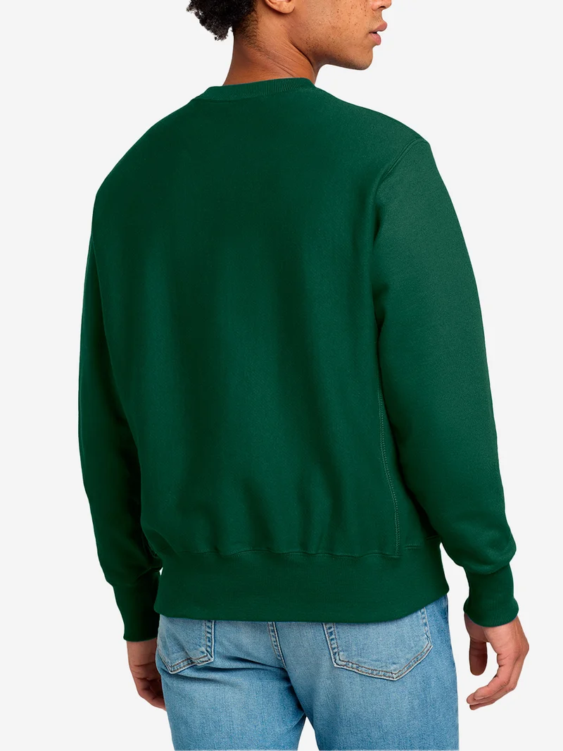 Felpa girocollo verde Reverse Weave Made in USA
