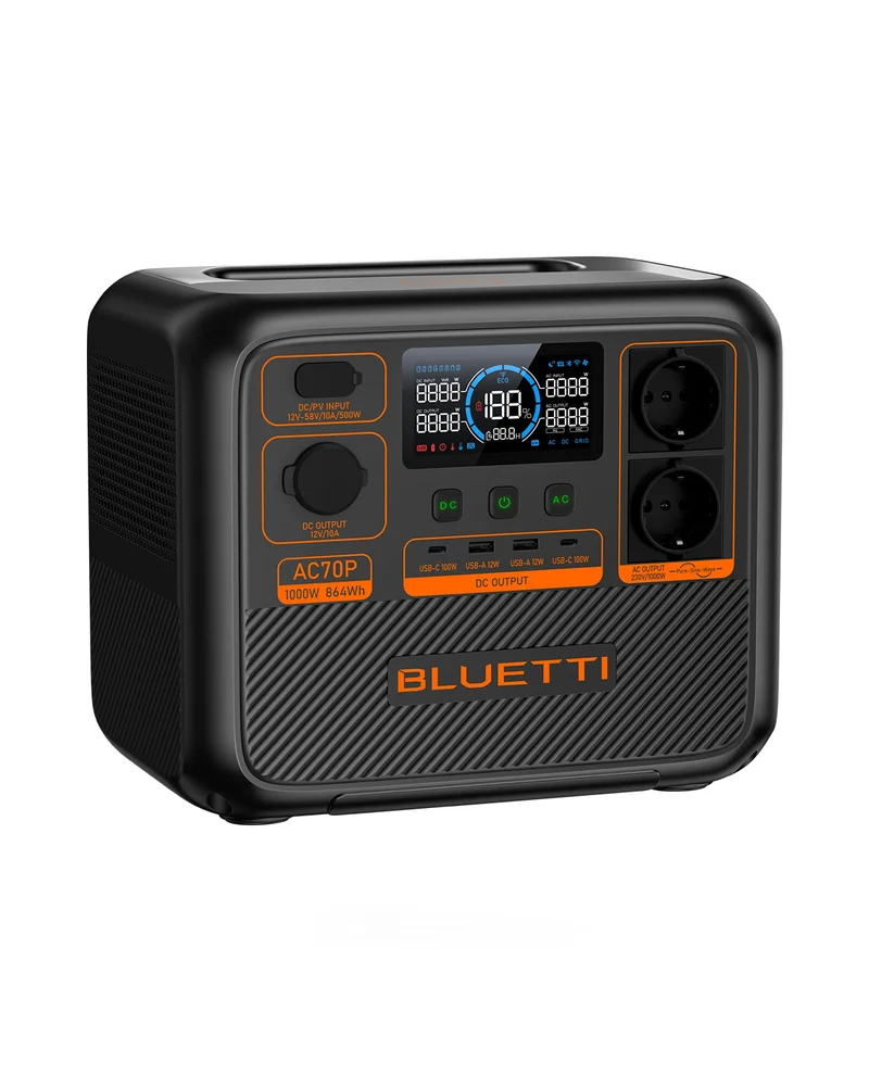Bluetti AC70P Premium Portable Power Station 864Wh | Shipped in 1 - 2 work days