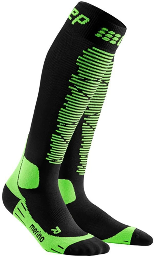 CEP Ski Merino Compression Socks Herren Skisocken black/green