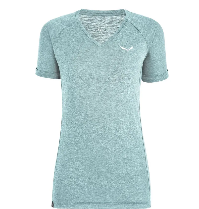 Salewa Puez Mel Dry V-Neck S/S Tee Women canal blue