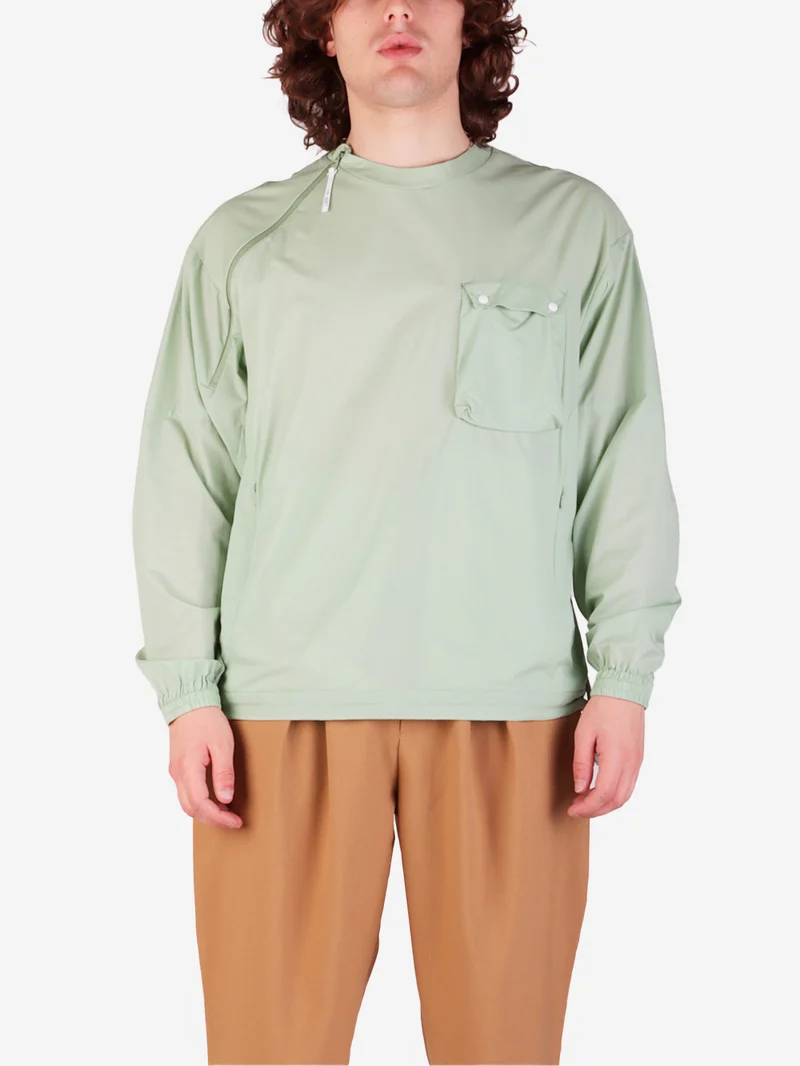 T-shirt maniche lunghe Pertex tech zip verde