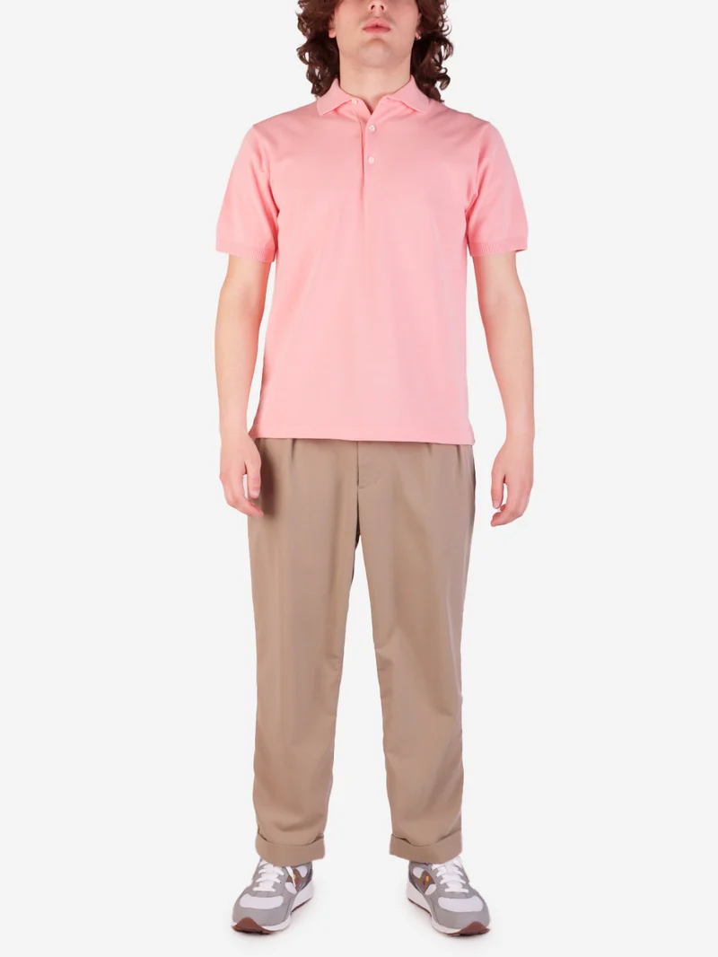 Polo rosa in maglia 12g
