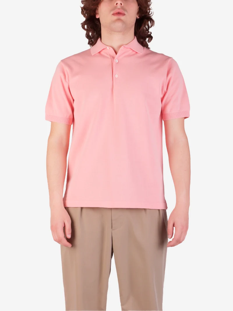 Polo rosa in maglia 12g