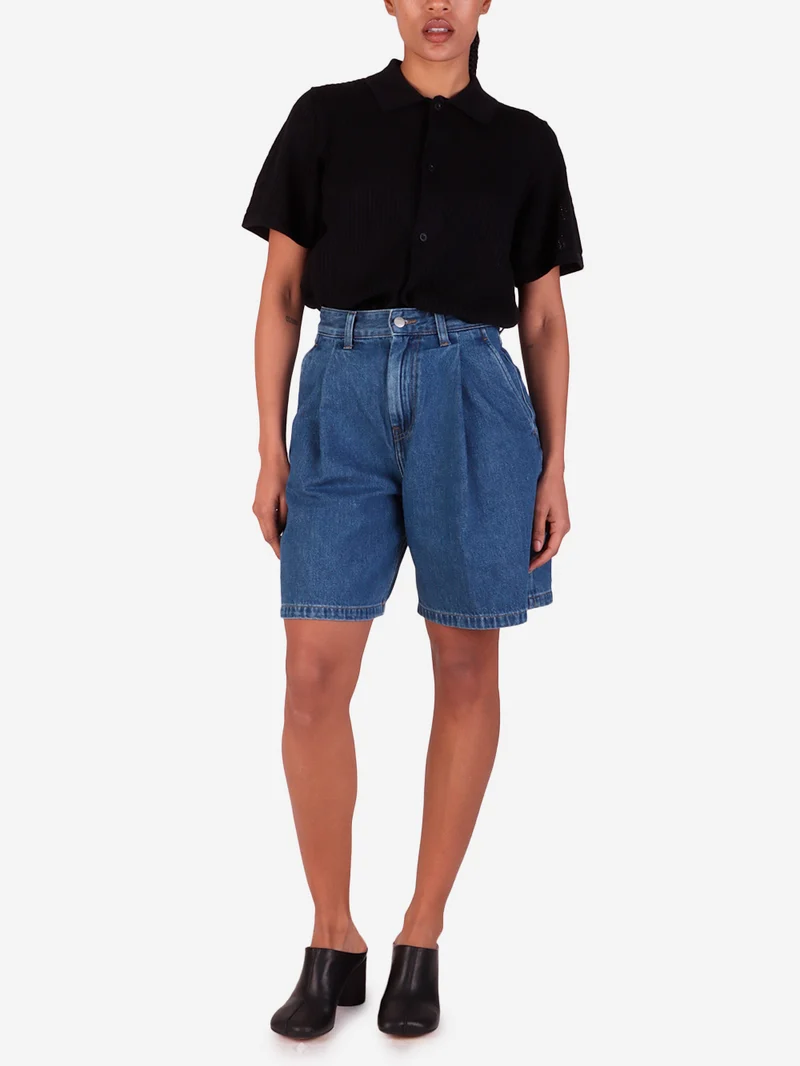 W Camicia maniche corteTemple in maglia traforata