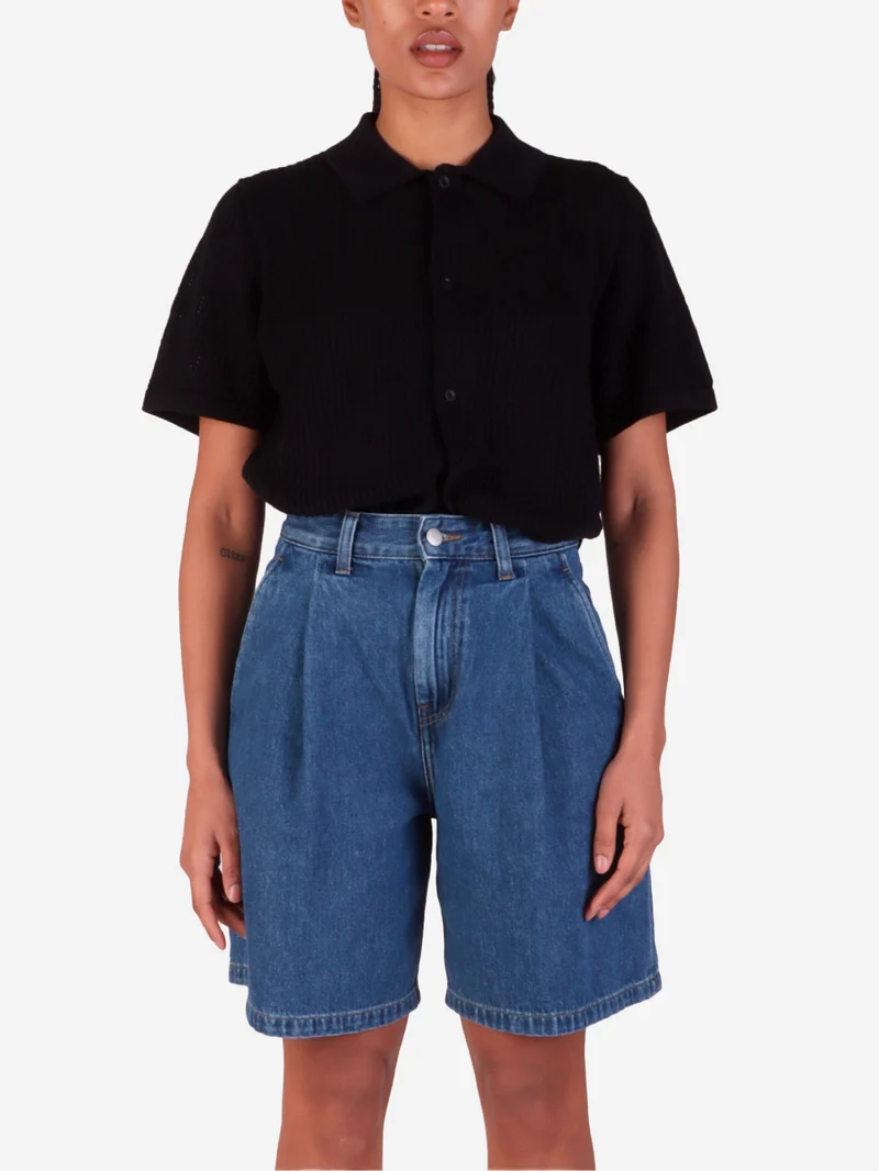 W Camicia maniche corteTemple in maglia traforata