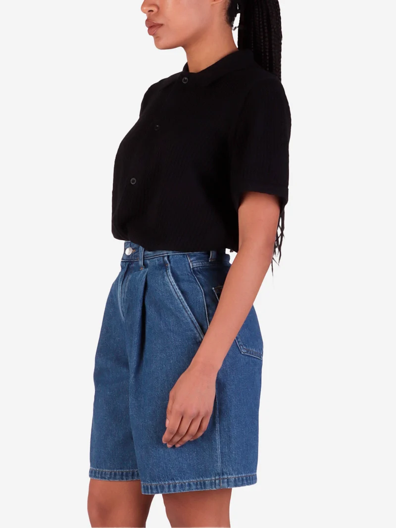 W Camicia maniche corteTemple in maglia traforata